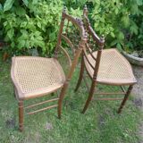 2 chairs wood and canage style Louis XVI