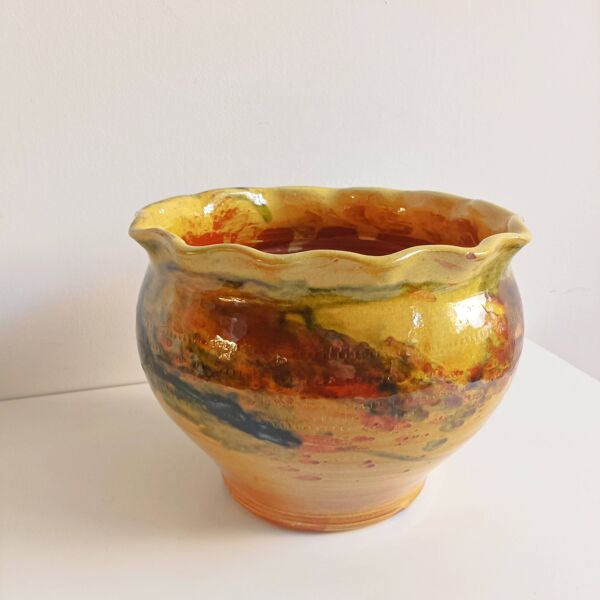 Pot de fleurs cache-pot terre cuite vernissée