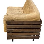 Mid-Century living room sofa in cognac , small model design