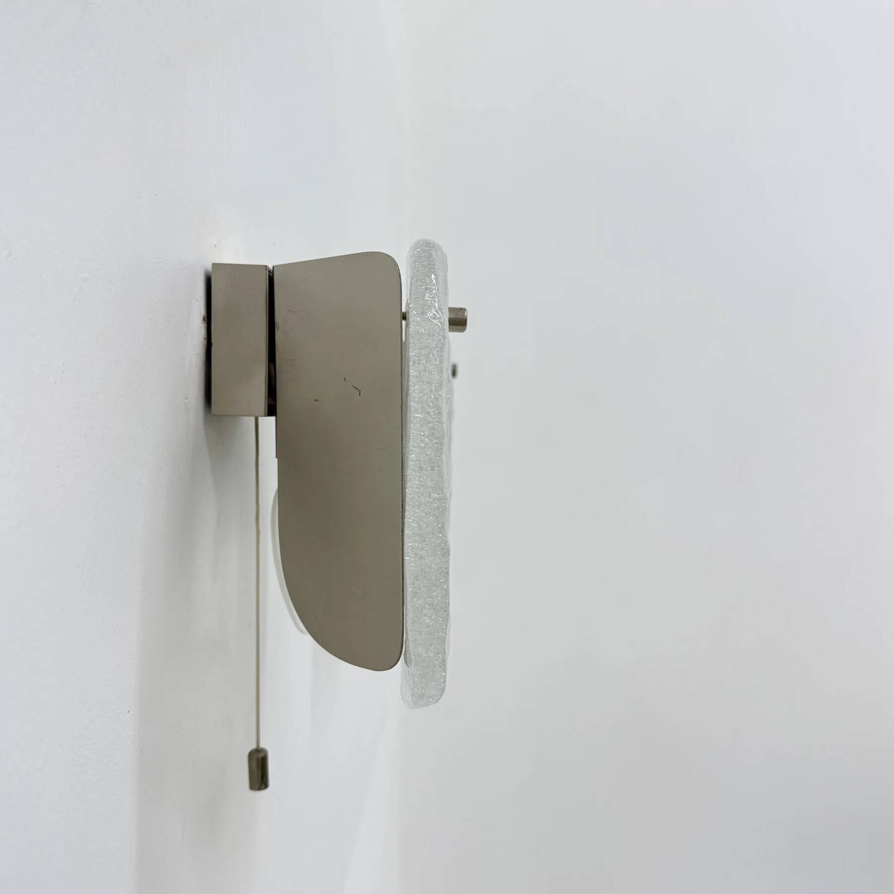 Set of 2 J.T. Kalmar ice glass wall lamps sconce, 1970s, Germany