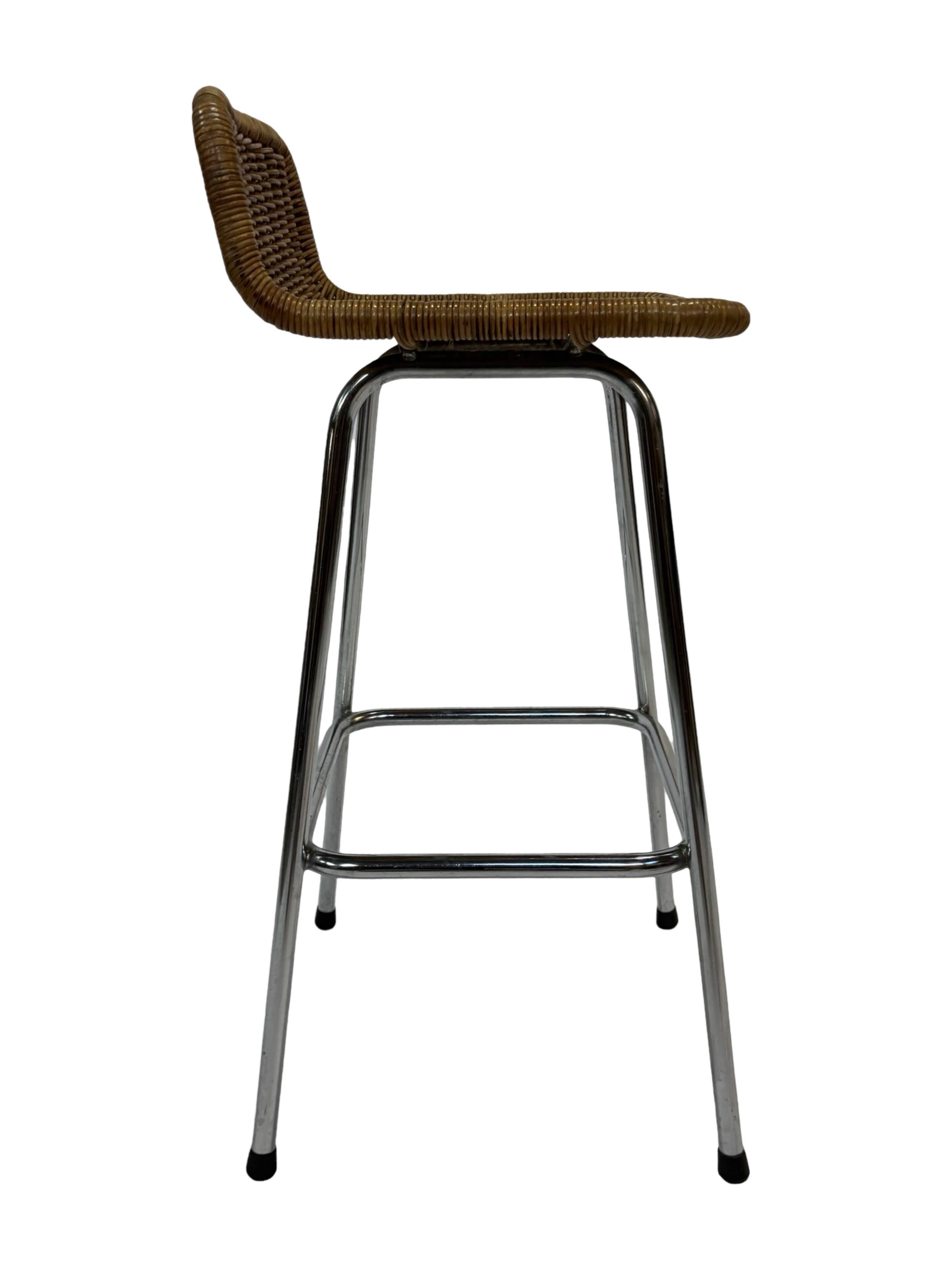 Set of 4 vintage bar stools Dirk van Sliedregt Rohe Noordwolde 1960's