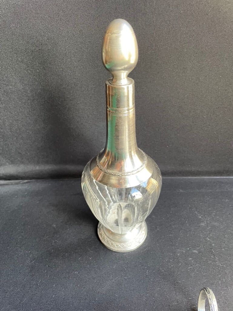 Louis XVI style silver metal liquor service