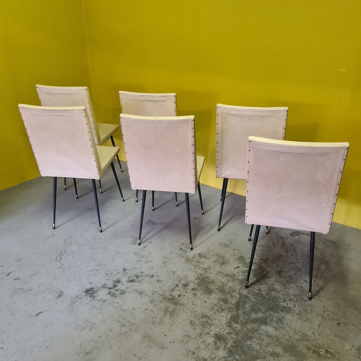 Set Of 6 Vintage French Dining Chairs, from the 1950s.
