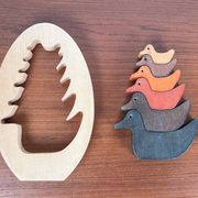 Puzzle en bois vintage avec figurines de canards