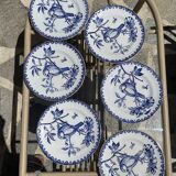 Set of six dessert plates HB Choisy le Roi Japanese model