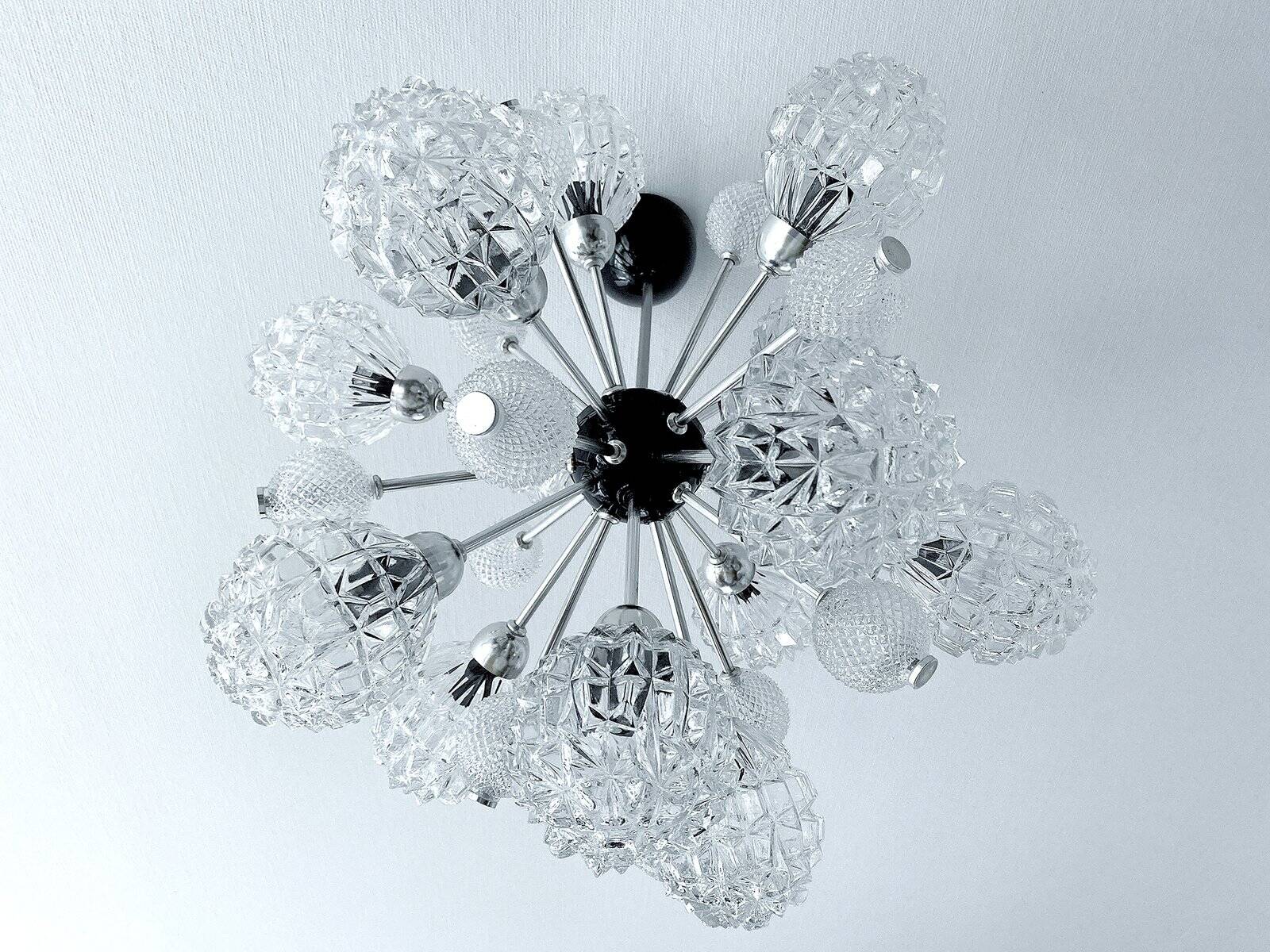 Large Sputnik glass pendant lamp, 1970s
