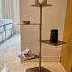 Vintage modernist side table, brushed chrome metal, France 1970