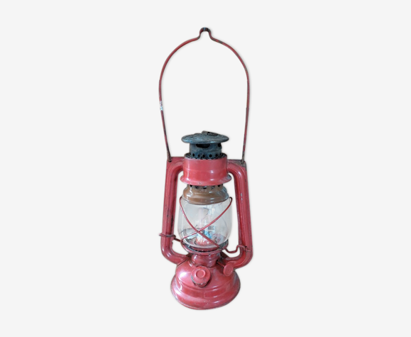 Red weathered metal storm lamp nr104 deco retro vintage oil dp0821n04