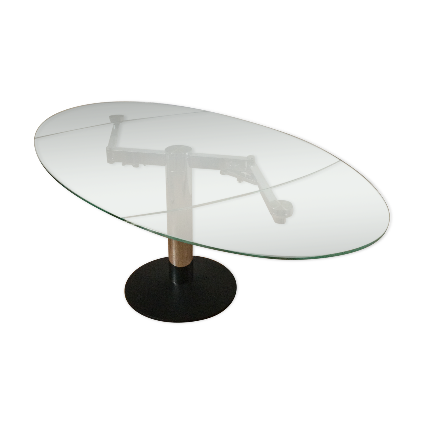 Groove extendable design dining table in tempered glass and chromed steel