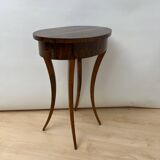 Oval Biedermeier Side Table with Drawer in Walnut Veneer, South Germany, 1820
