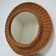 Vintage woven rattan marrow round mirror 1960