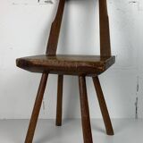 Chaise d'appoint brutaliste artisanale antique fabriquée à la main, style ferme néerlandais