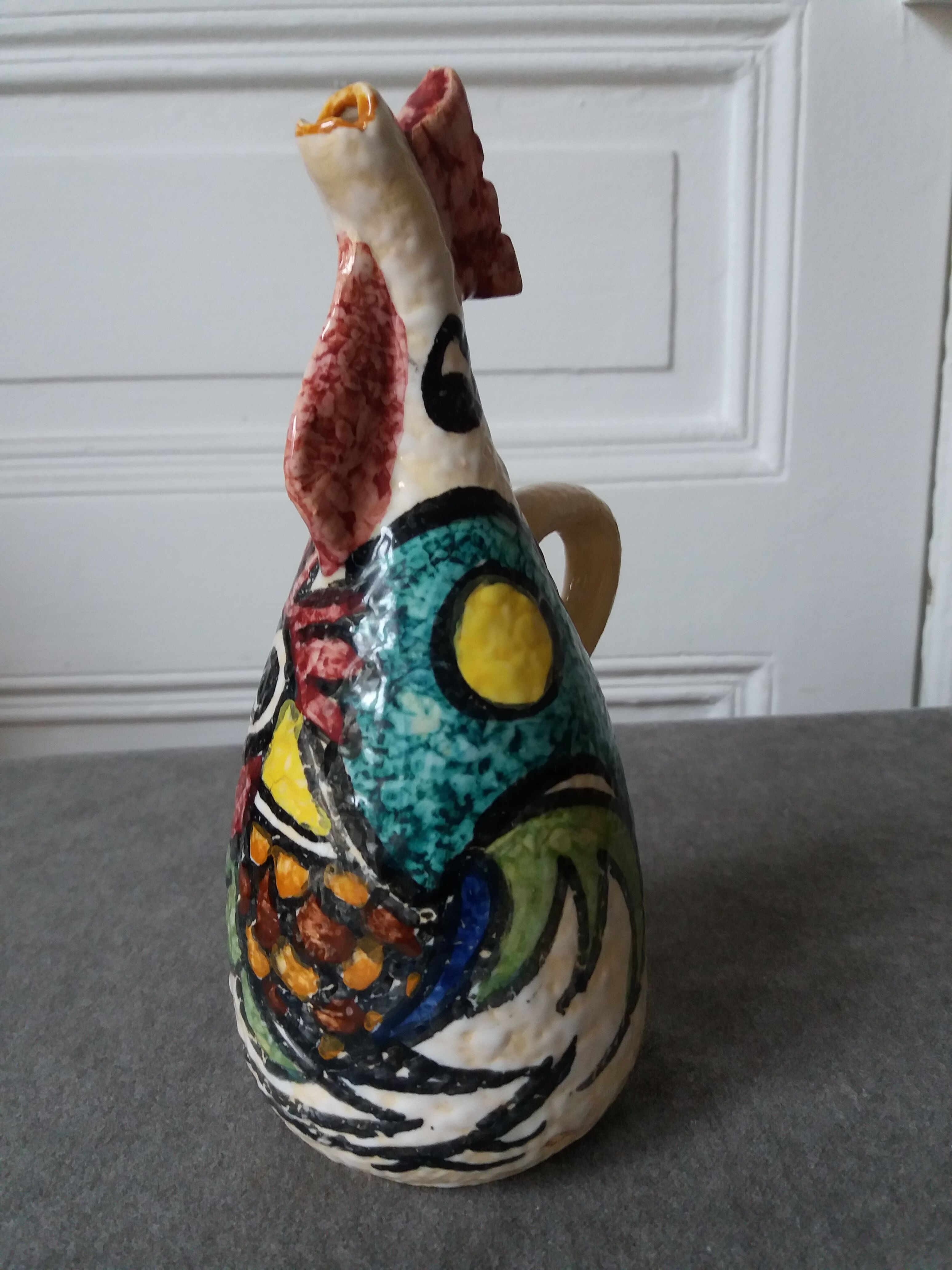 Zoomorphic modernist pitcher in the shape of a rooster