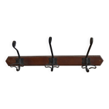 Vintage wooden wall hook – 3 metal hooks