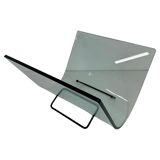 Italian Curved Glass and Metal Magazine Holder, FIAM, 1980s