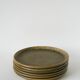 Lot de 6 assiettes plates en grès moucheté, Marron & Vert, Fabrication Arti