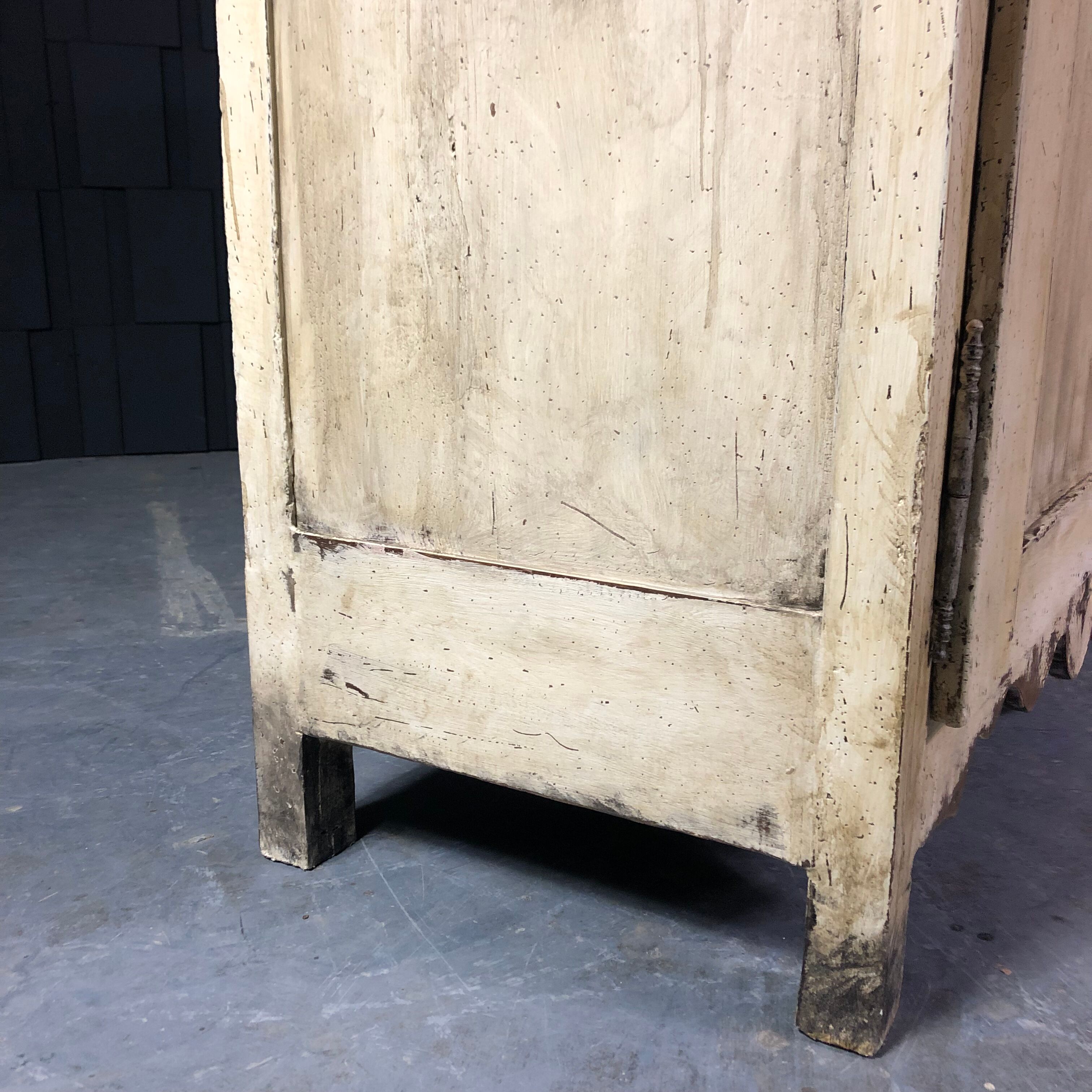 Old patinated painted wooden sideboard