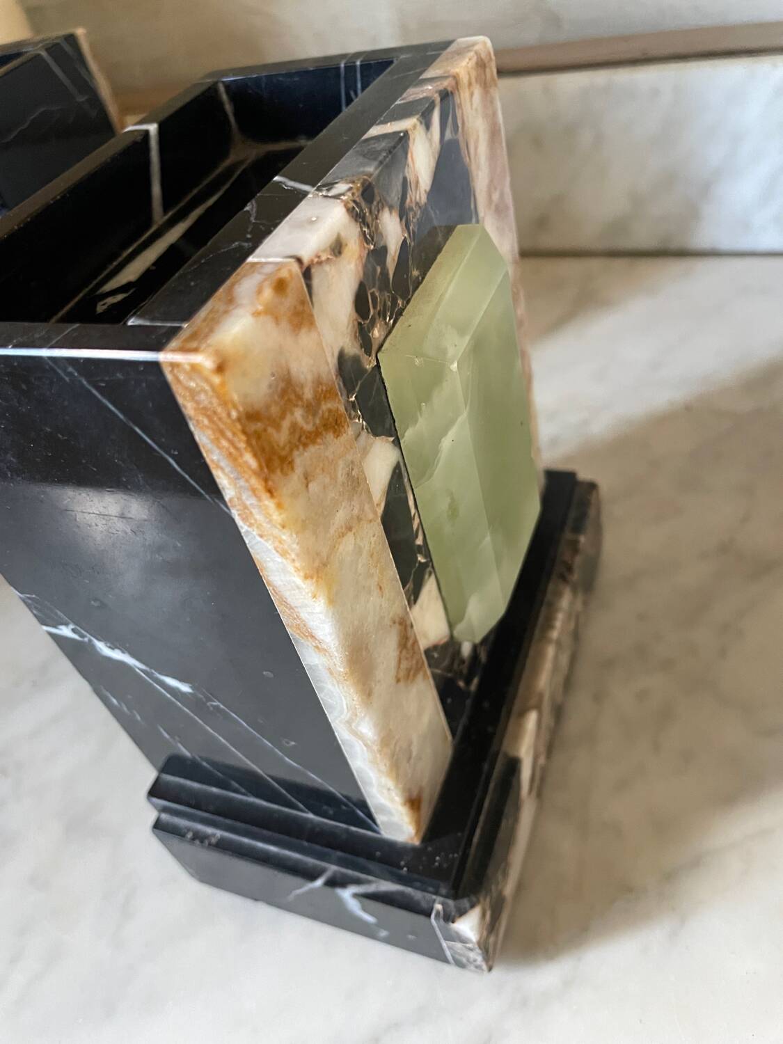 Pair of Art Deco marble and onyx bookends