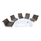 Italian Modular Space Age Design Sofa Set Chairs, Couch & Tables 1970s