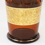Art Deco Moser Karlsbad Large Amber Glass Vase with Oroplastic Frieze