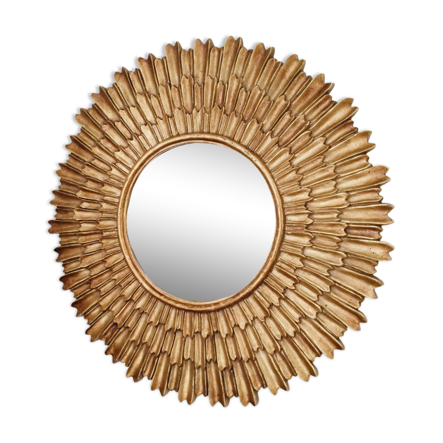 Golden sun mirror, in resin, 31 cm