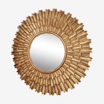 Golden sun mirror, in resin, 31 cm