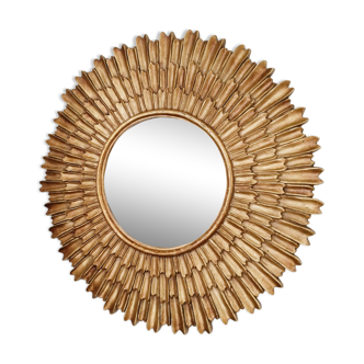 Golden sun mirror, in resin, 31 cm