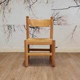 Ensemble de 4 chaises en bois et jonc, années 1970