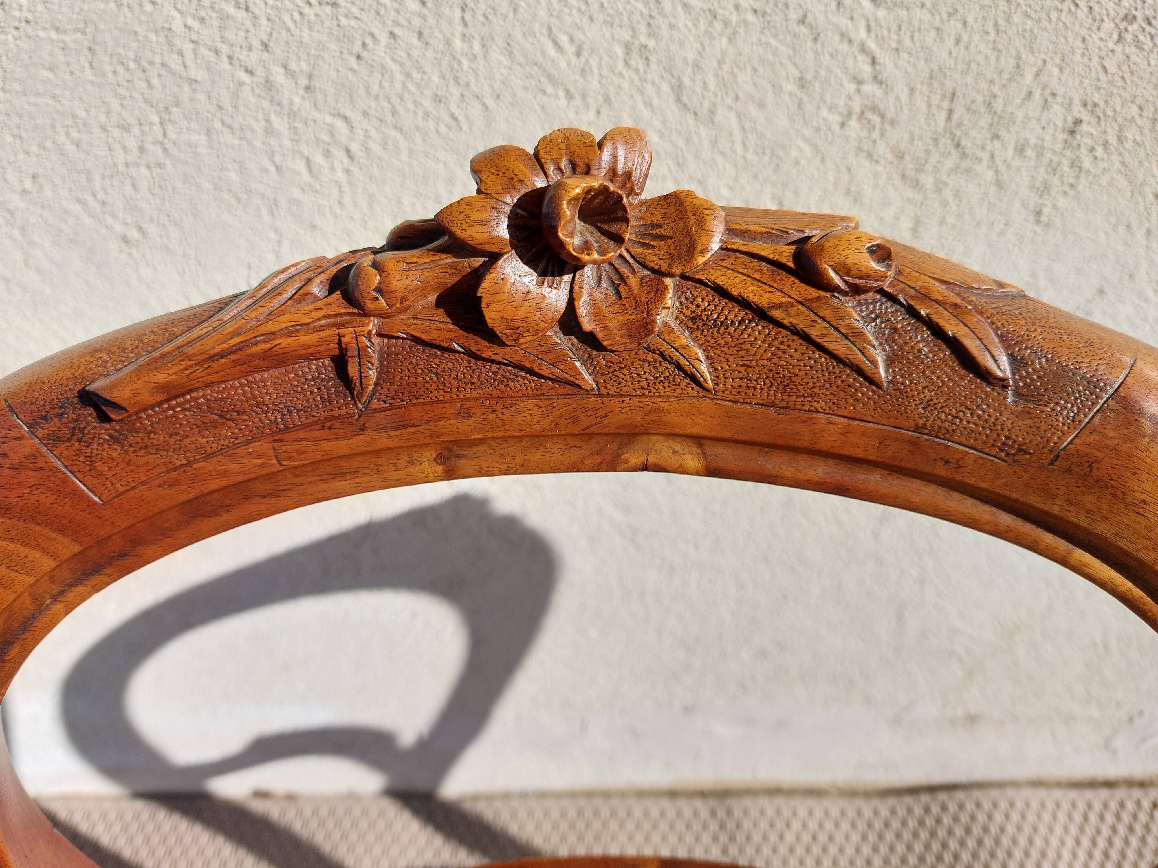 pair of Art Nouveau chairs, cane and faux leather