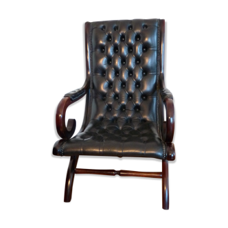 Chair style Chesterfield leather and black walnut