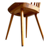 Baumann bistro chair in light wood and green skai, “Menuet” model