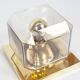 Pair of glass and brass wall lamps by Glashutte Limburg