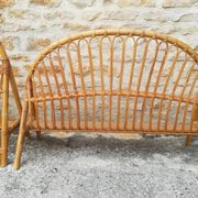 Tête et pied de lit corbeille en rotin