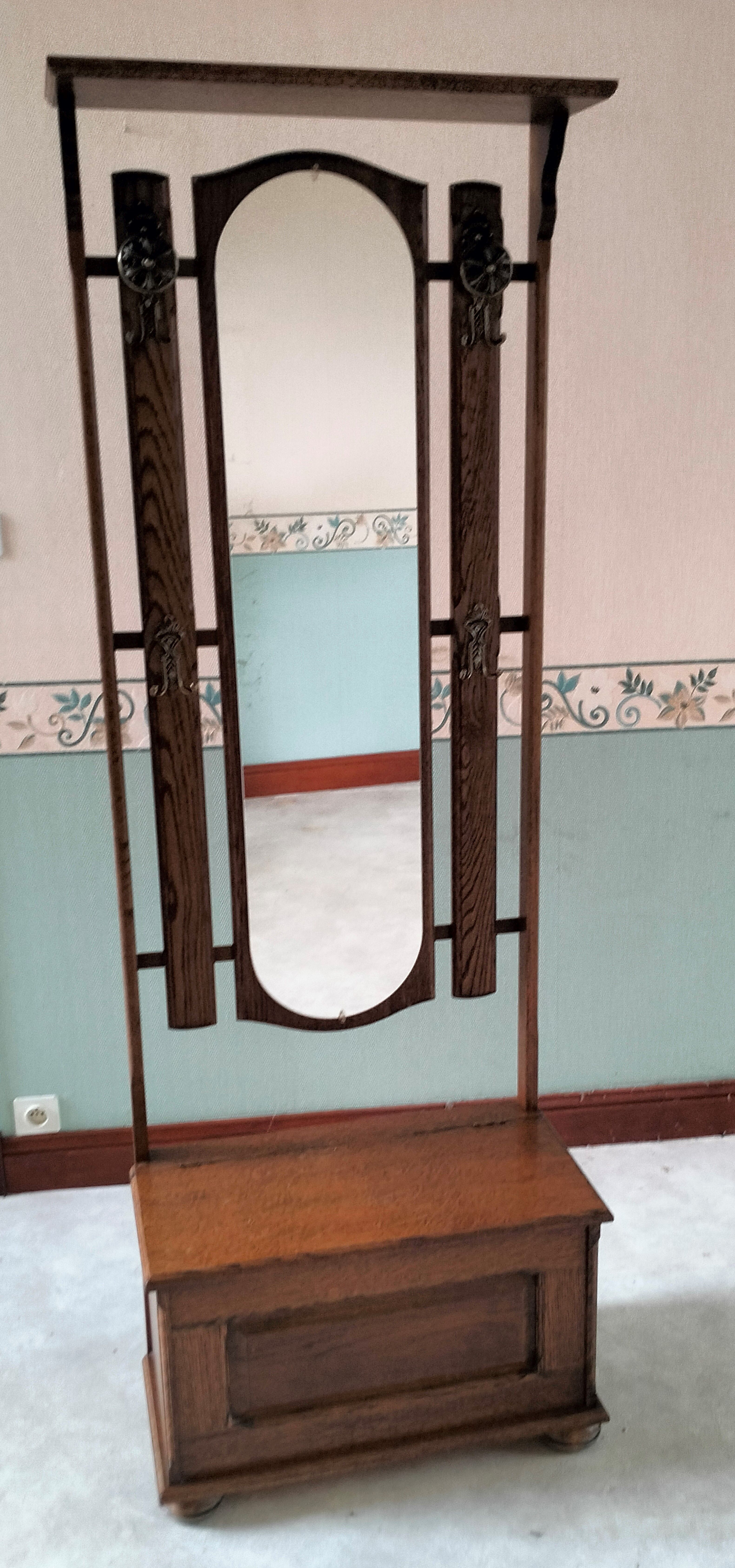Old coat rack mirror cloakroom circa 1950