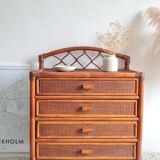 Rattan chest of drawers from the 1970s.