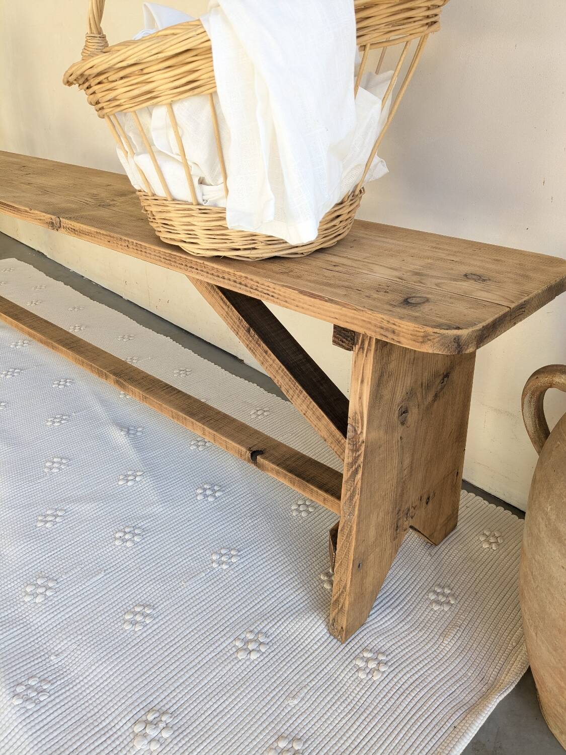 Solid wood farmhouse benches