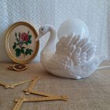 Vintage opaline globe bedside swan lamp
