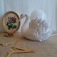 Vintage opaline globe bedside swan lamp