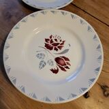 Lot of 11 flat plates Rose Rouge Niderviller