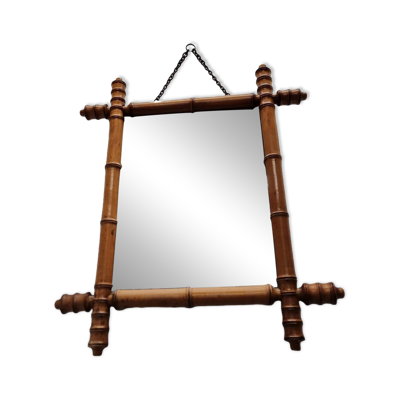 Miroir vintage en faux bambou, années 1950