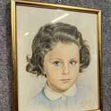 AG Stanek: Art Deco watercolor circa 1930, the little girl with blue eyes