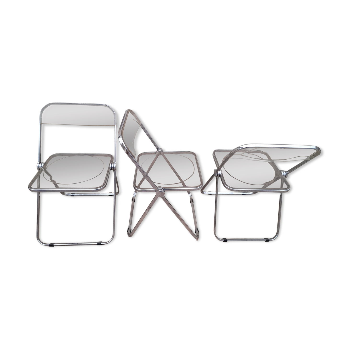Series of 3 chairs model "plia" by Giancarlo Piretti by Castelli