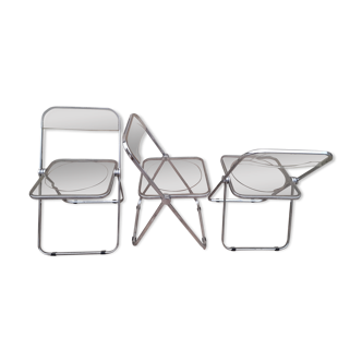 Series of 3 chairs model "plia" by Giancarlo Piretti by Castelli
