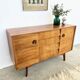 Mid-century teak sideboard, 2 doors 4 drawers — brutalist spirit
