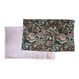 Pair of cushion covers, old tapestry and cotton gauze