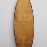 Italian mid-century oval teak wall mirror, 1980s