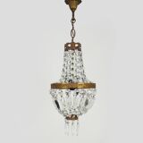 Antique Italian hot air balloon chandelier, glass pendants. Chandelier with pendants. 1970s