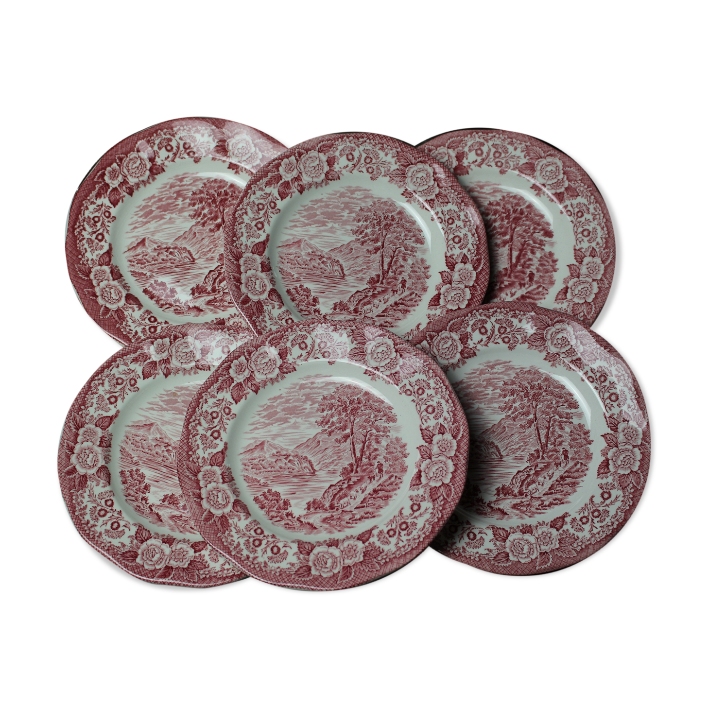 6 Dessert Plates in English Porcelain