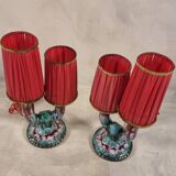 Lampes de table à double bras en céramique émaillée de Longwy