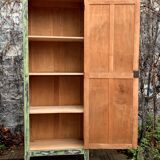 Antique Parisian bonnet wardrobe with khaki patina